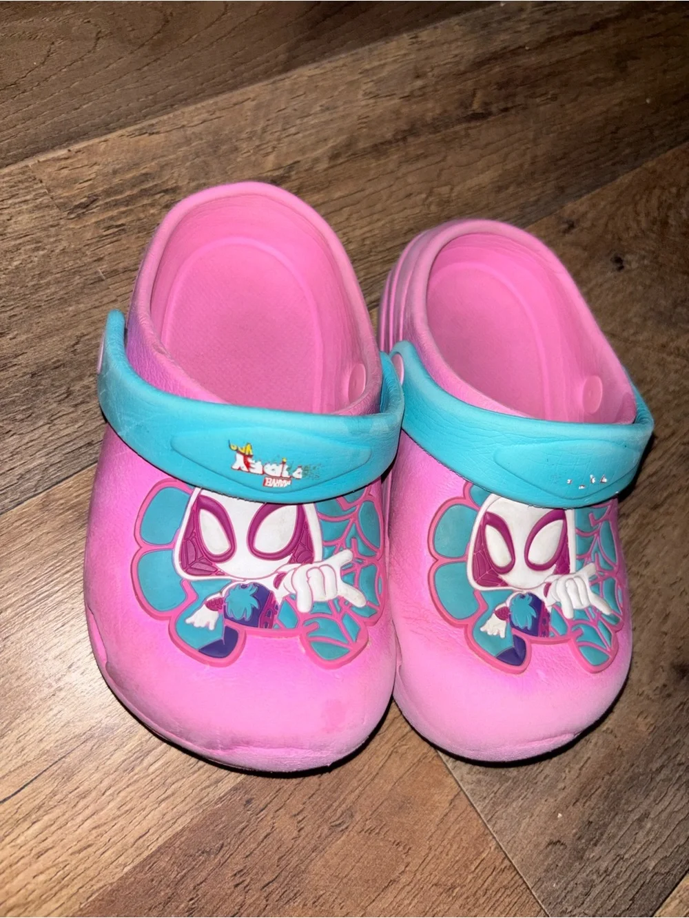 Marvel Spidey &Friends Ghost Spider Gwen Stacy Slip On Clogs Sz Toddler 7/8 Pink